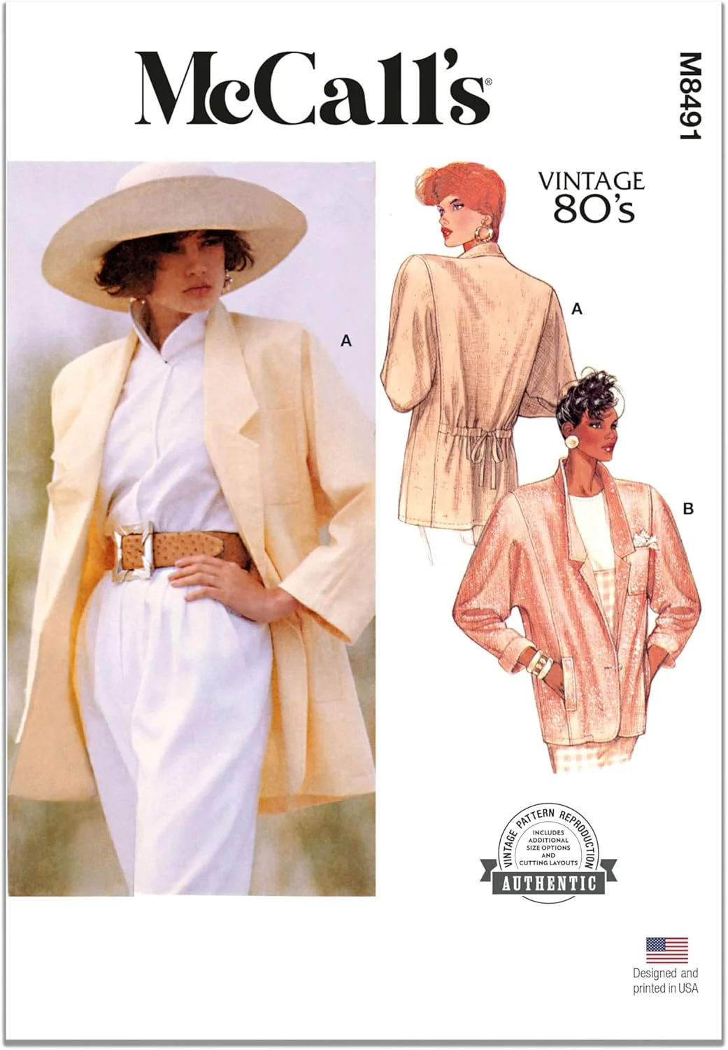 الگوی خیاطی McCall's M8491A ژاکت بدون آستر زنانه A (8-10-12-14-16)