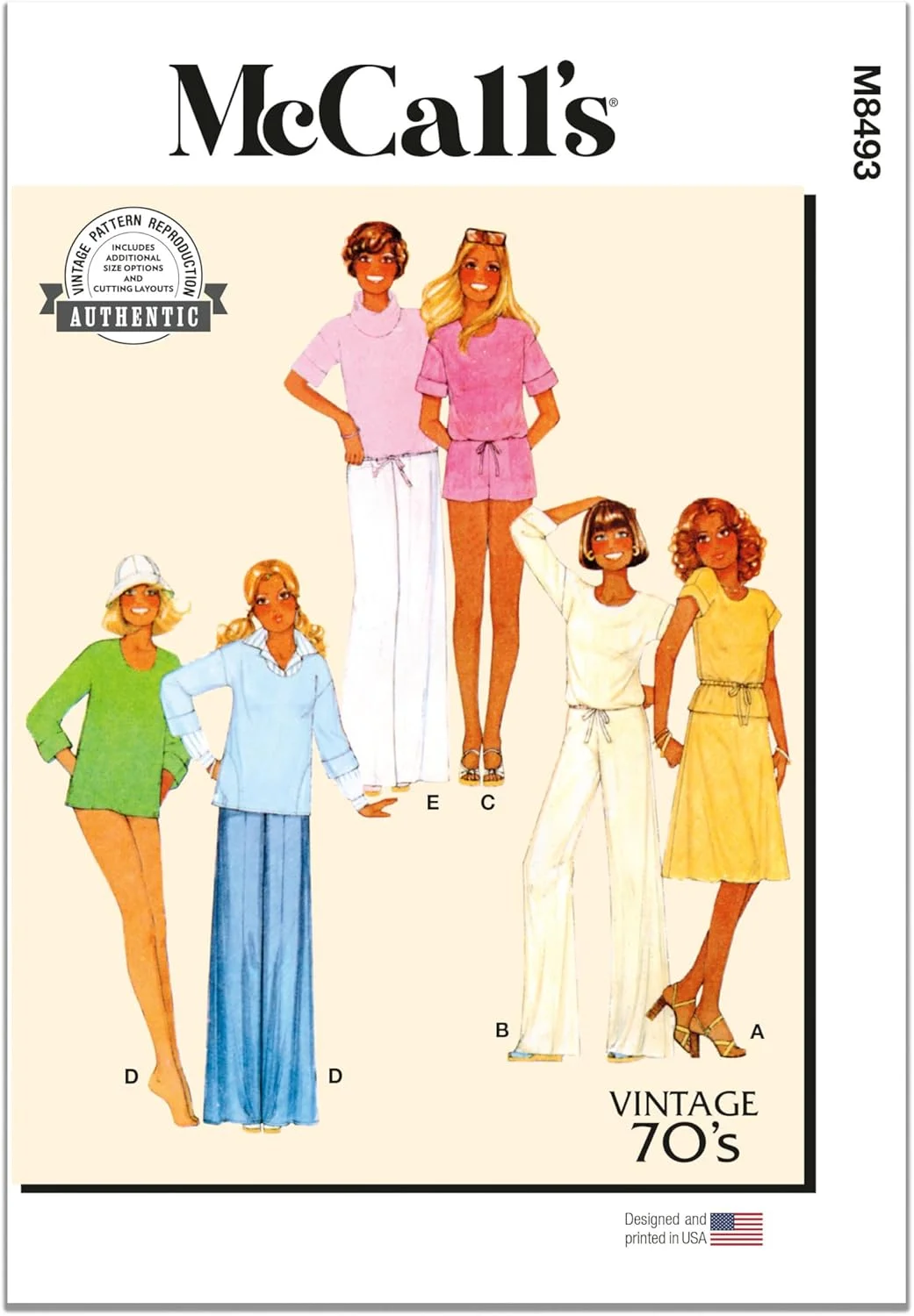 الگوی خیاطی McCall's M8493A تاپ، دامن، شلوار و شورت زنانه A (XS-S-M-L)