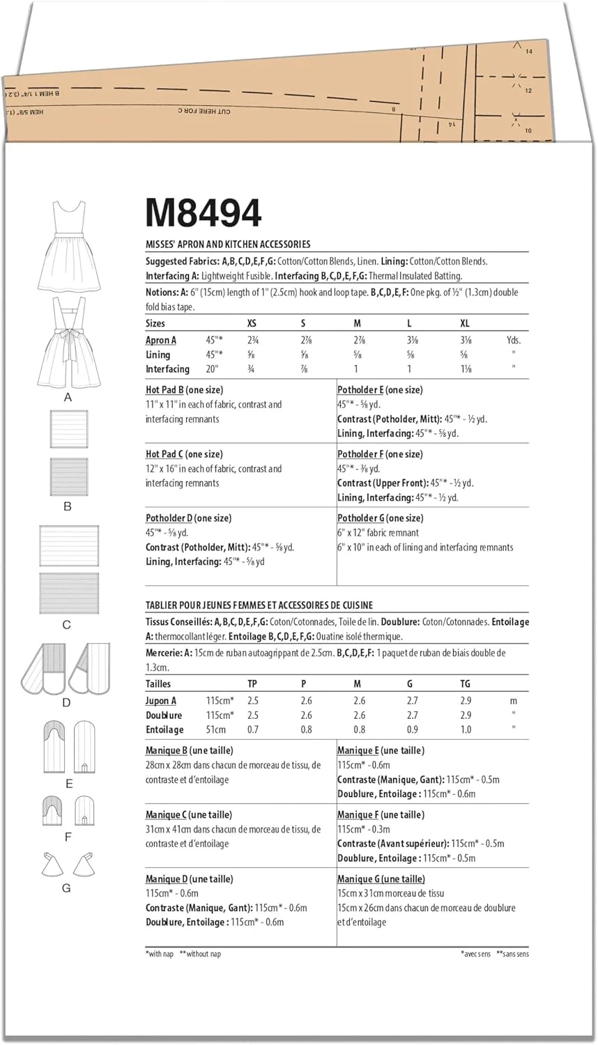 الگوی خیاطی McCall's M8494A پیش بند زنانه و لوازم جانبی آشپزخانه A (XS-S-M-L-XL) الگوی خیاطی McCall's M8494A پیش بند زنانه و لوازم جانبی آشپزخانه A (XS-S-M-L-XL)