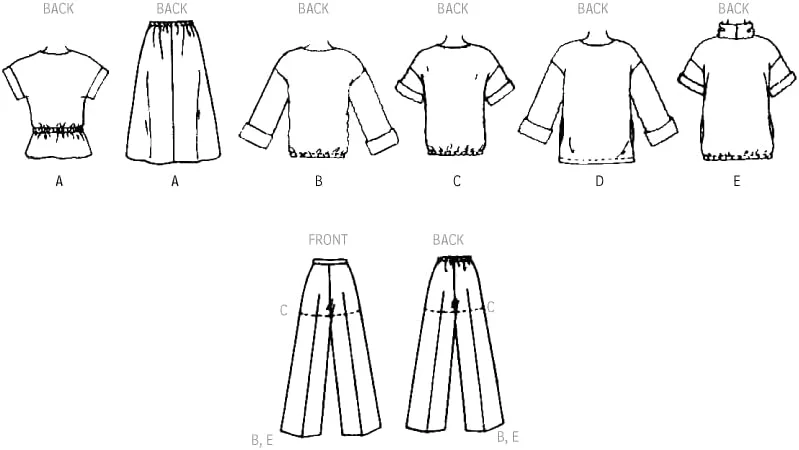 الگوی خیاطی McCall's M8493A تاپ، دامن، شلوار و شورت زنانه A (XS-S-M-L)