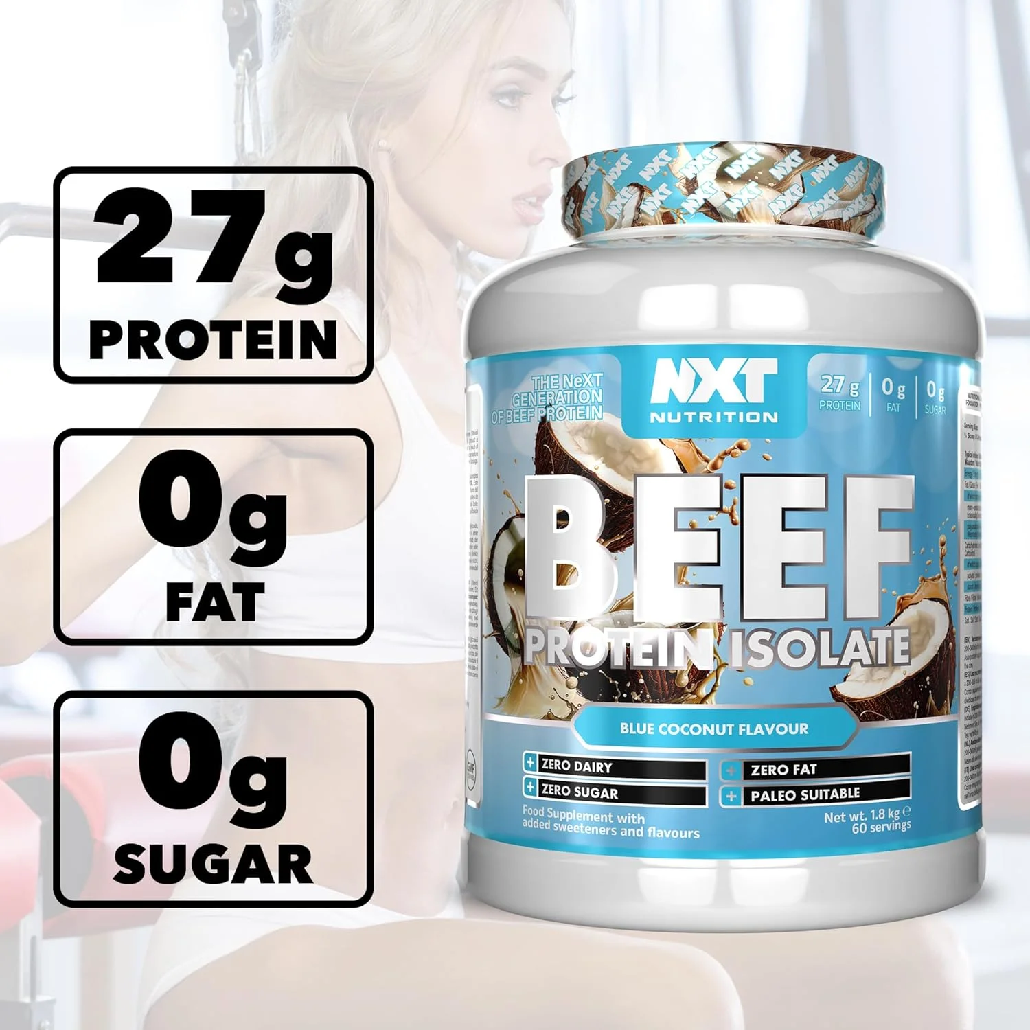 پروتئین ایزوله گوشت گاو NXT با طعم نارگیل آبی 1.8 کیلوگرم 60 سروینگ پروتئین ایزوله گوشت گاو NXT با طعم نارگیل آبی 1.8 کیلوگرم 60 سروینگ
