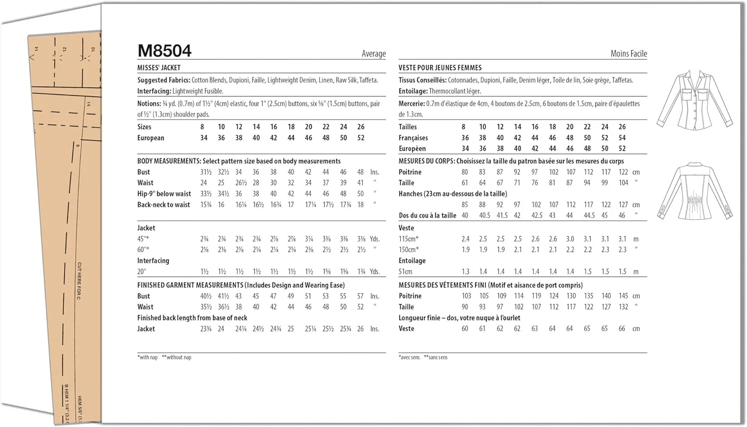الگوی خیاطی McCall's M8504K5 کت زنانه توسط ملیسا واتسون K5 (8-10-12-14-16) الگوی خیاطی McCall's M8504K5 کت زنانه توسط ملیسا واتسون K5 (8-10-12-14-16)