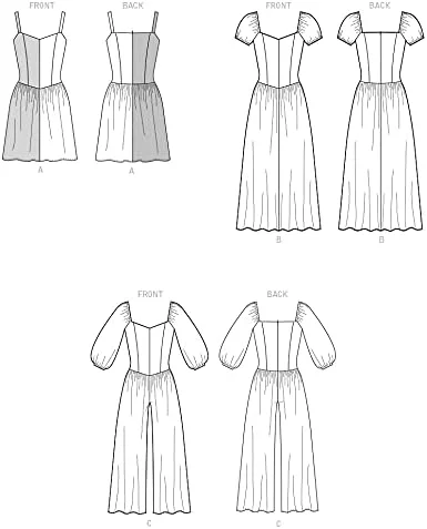 الگوی خیاطی McCall's M8209KK KK (26W-28W-30W-32W) لباس ها و سرهمی زنانه، چند رنگ