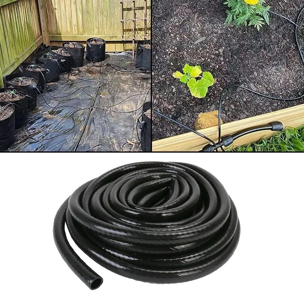 لوله آبیاری 12 متری، شیلنگ آبیاری باغی PVC 1/2 اینچی، لوله آبیاری قطره ای مشکی با قطر داخلی 13 میلی متر / قطر خارجی 16 میلی متر برای گلخانه چمن باغ