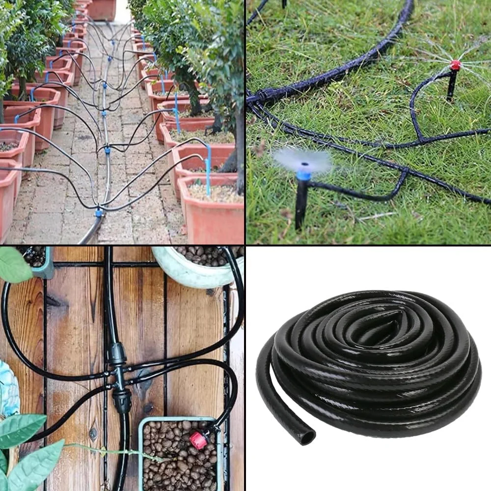 لوله آبیاری 12 متری، شیلنگ آبیاری باغی PVC 1/2 اینچی، لوله آبیاری قطره ای مشکی با قطر داخلی 13 میلی متر / قطر خارجی 16 میلی متر برای گلخانه چمن باغ