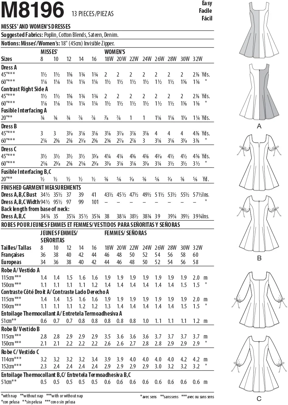 الگوی خیاطی McCall's مدل M8196B5 B5 (8-10-12-14-16) لباس های زنانه و دخترانه، چند رنگ الگوی خیاطی McCall's مدل M8196B5 B5 (8-10-12-14-16) لباس های زنانه و دخترانه، چند رنگ