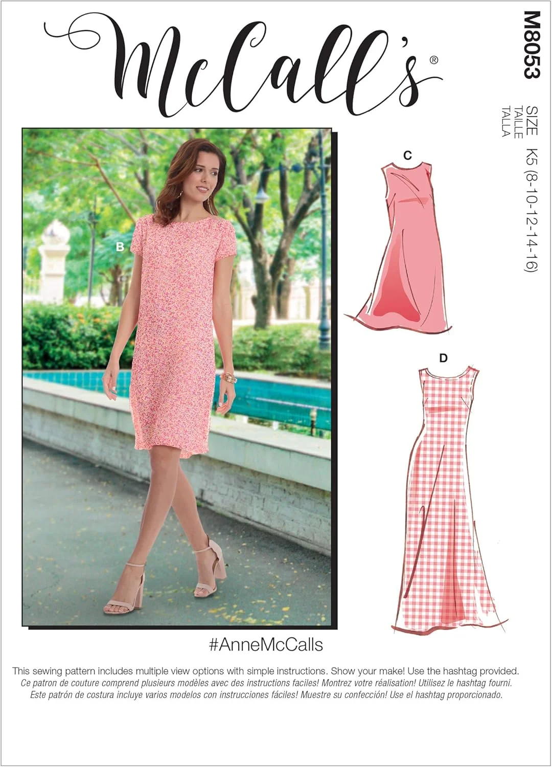 الگوی خیاطی زنانه مک کالز مدل M8053Y5، پیراهن خیمه ای در 2 قد مختلف، سایز Y5 (18-20-22-24-26)، متنوع