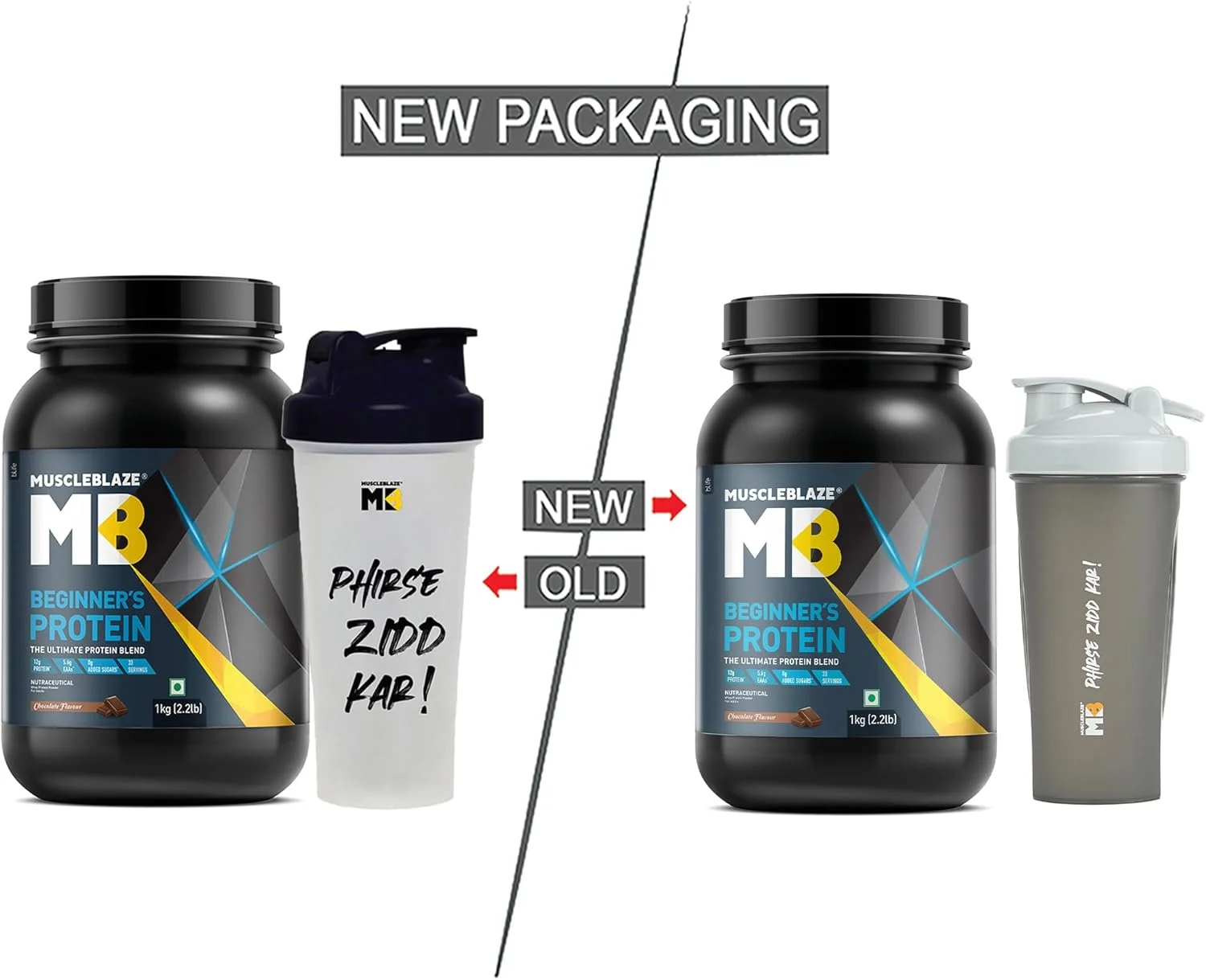 پروتئین وی مبتدی MuscleBlaze (بسته جار)، مکمل وی (شکلاتی، 1 کیلوگرم / 2.2 پوند) بدون شکر افزوده، ریکاوری سریعتر عضلات و افزایش قدرت به همراه شیکر 650 میلی لیتری (بسته ترکیبی)