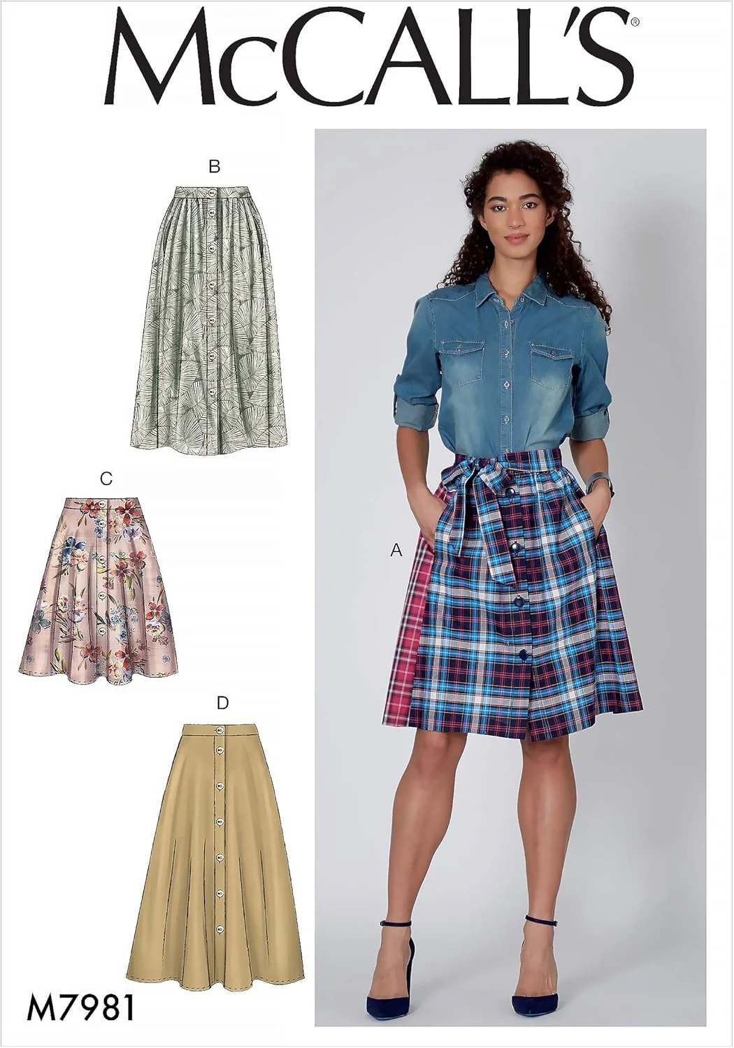 الگوهای خیاطی دامن بدون آستر زنانه شرکت مک کال، سایزهای 4-14، متنوع، سفید