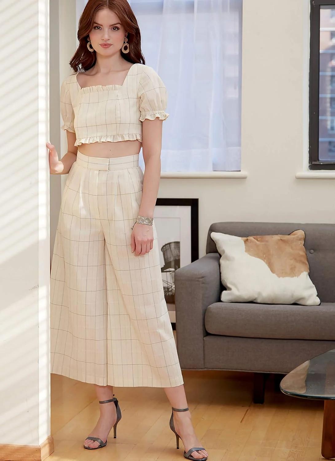 الگوی شرکت مک کال برای تاپ کوتاه زنانه، شورت و شلوار پاچه گشاد، سایزهای 12-20، الگوی خیاطی، سفید