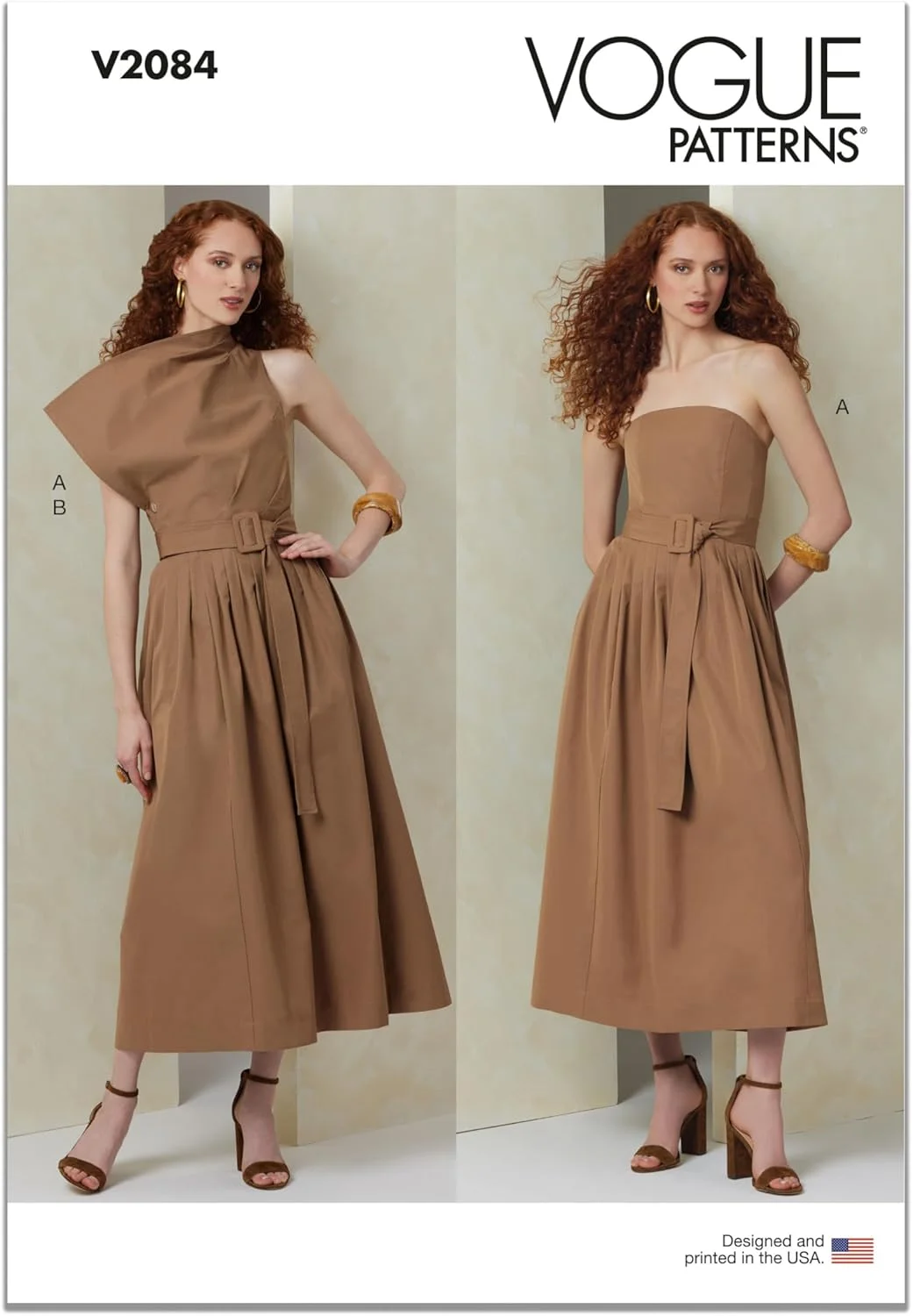 الگوی خیاطی لباس مجلسی بدون بند، نیم‌تنه و کمربند زنانه مک‌کال، کد طراحی V2084، سایز 16-18-20-22-24، چند رنگ