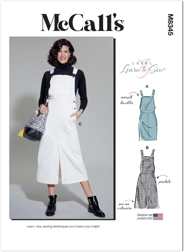 الگوی خیاطی دامن پیش‌بندی زنانه McCall's Learn، کد طراحی M8345، سایز 14-16-18-20-22، چند رنگ