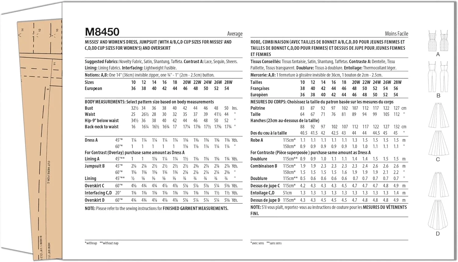 الگوی خیاطی لباس مجلسی، سرهمی و دامن رویی زنانه مک کالز، کد طراحی M8450، سایزهای 20W-22W-24W-26W-28W، چند رنگ الگوی خیاطی لباس مجلسی، سرهمی و دامن رویی زنانه مک کالز، کد طراحی M8450، سایزهای 20W-22W-24W-26W-28W، چند رنگ