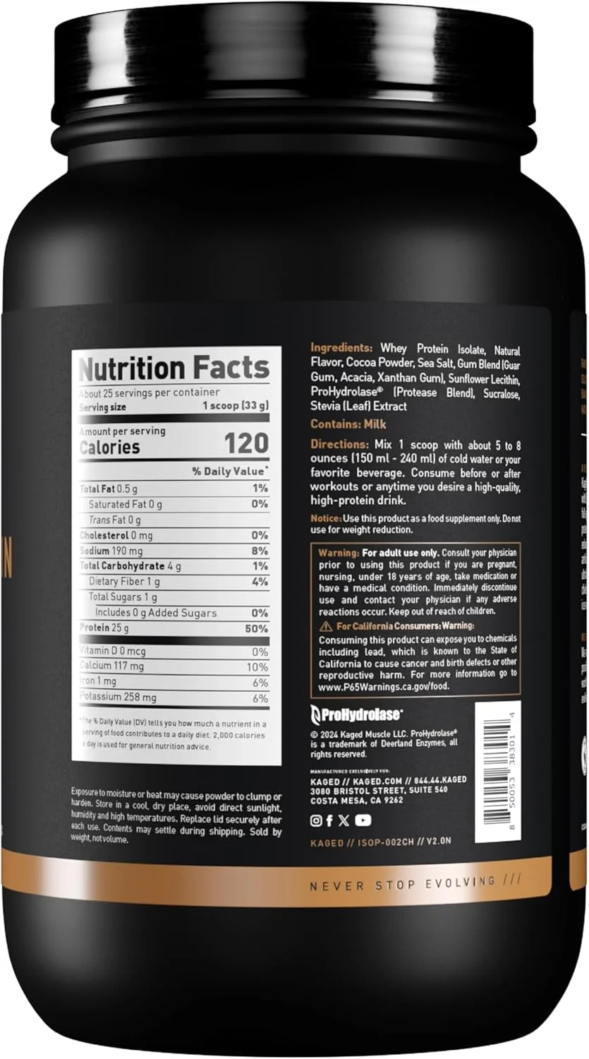 پودر پروتئین وی Kaged Muscle، پروتئین وی ایزوله 100% برای ریکاوری بعد از تمرین، 3 پوند، شکلاتی، 48 اونس