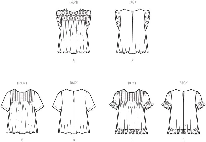 کیت الگوی خیاطی تاپ زنانه مک کالز، کد طراحی M8325، سایزهای XSM-SML-MED