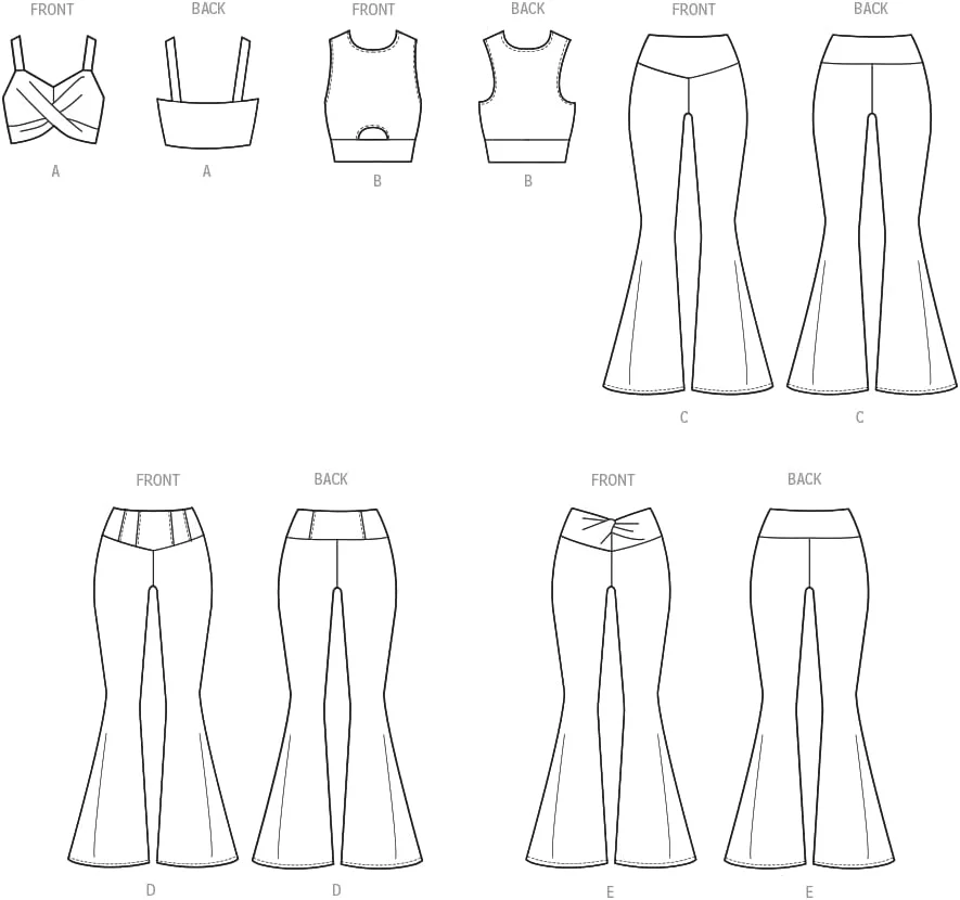 الگوی خیاطی تاپ های نیم تنه بافتنی و شلوار دمپا گشاد زنانه مک کالز، کد طراحی M8368، سایزهای XS-S-M-L-XL، چند رنگ الگوی خیاطی تاپ های نیم تنه بافتنی و شلوار دمپا گشاد زنانه مک کالز، کد طراحی M8368، سایزهای XS-S-M-L-XL، چند رنگ