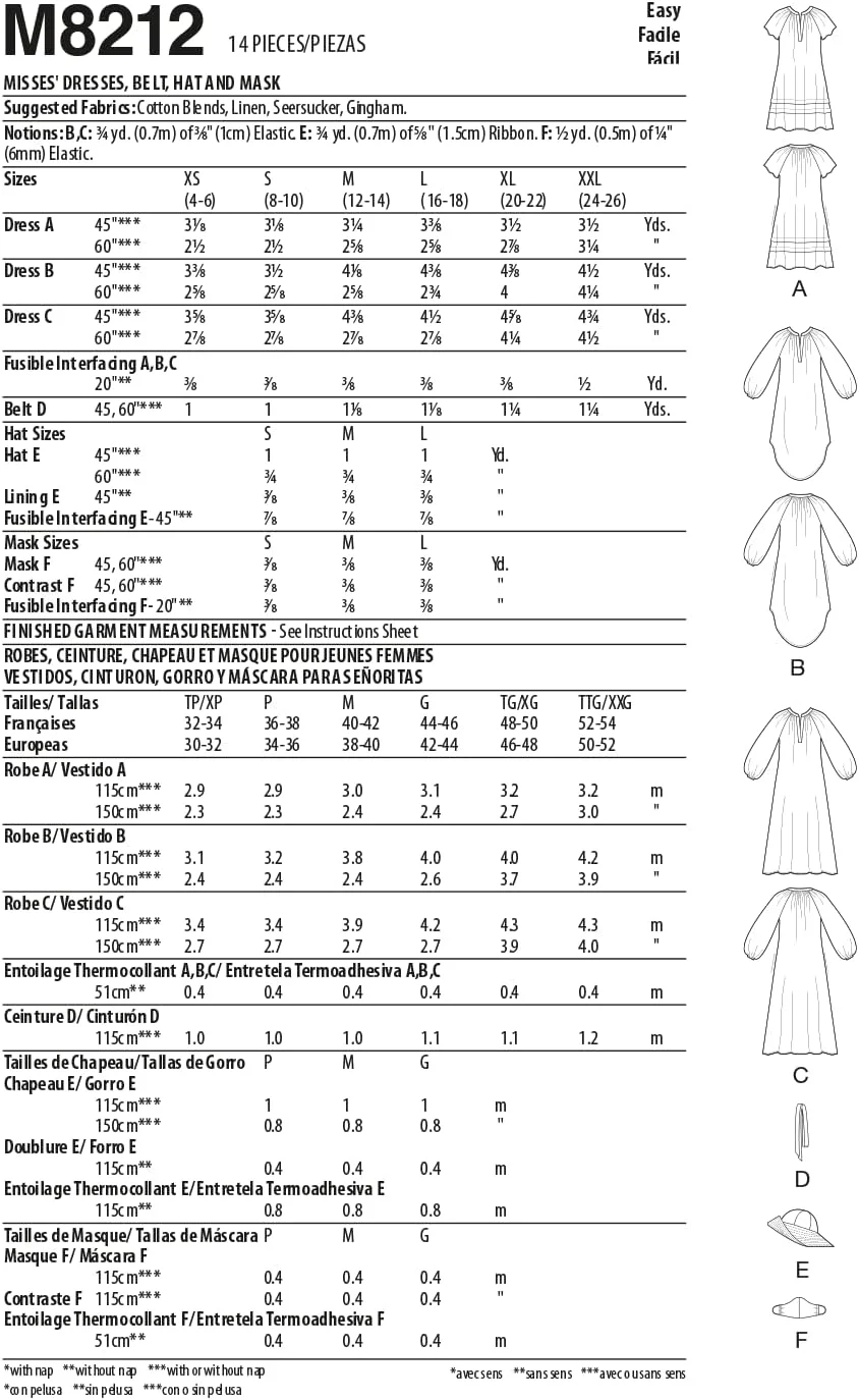 الگوی خیاطی لباس آستین رگلان زنانه مک کالز، کد M8212، سایزهای L-XL-2XL، چند رنگ