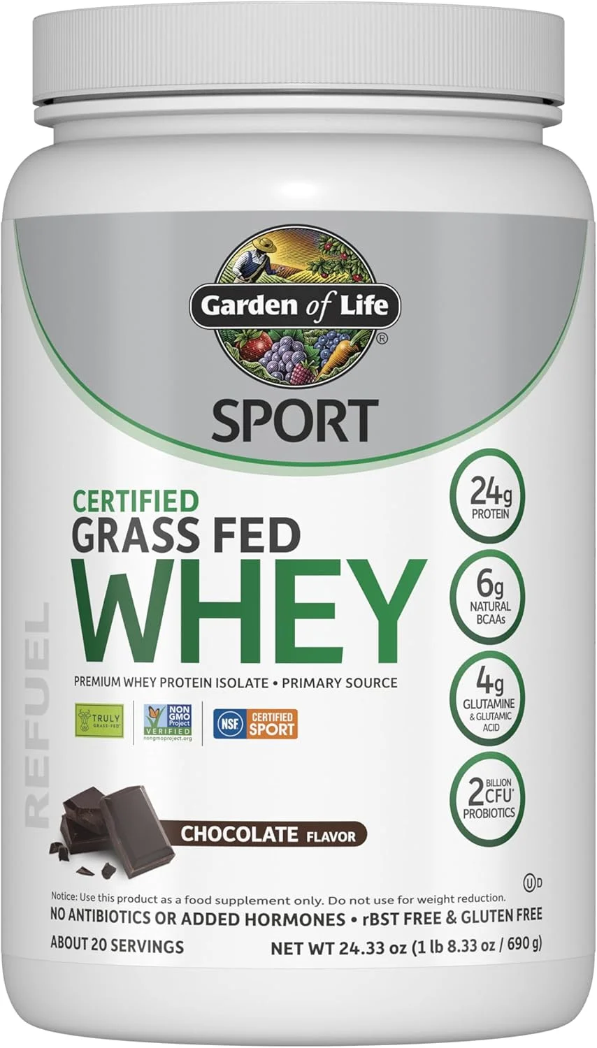 پودر پروتئین وی ایزوله Garden Of Life Sport Certified Grass Fed Clean، شکلاتی، 660 گرم