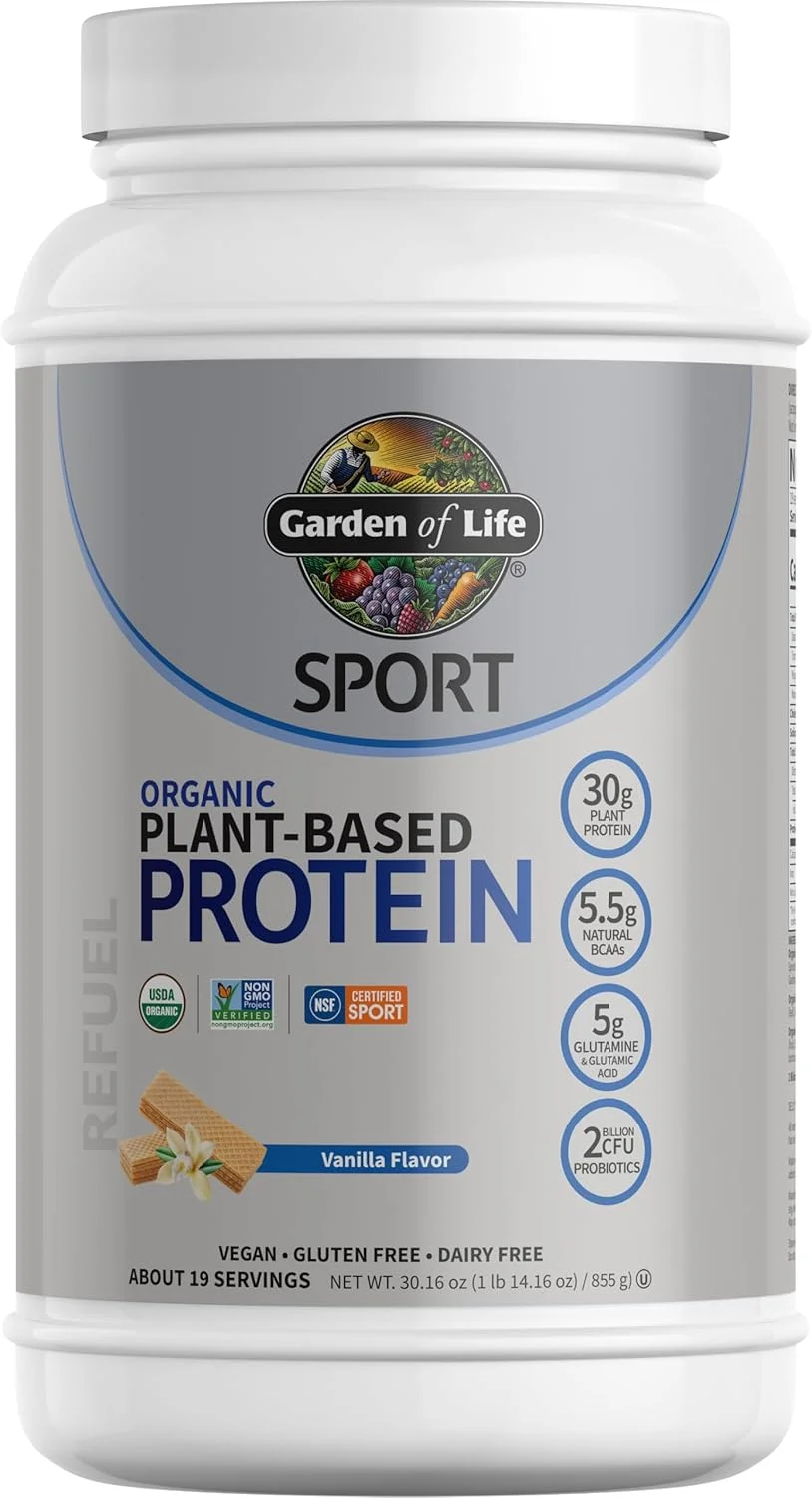 Garden of Life - پروتئین گیاهی ارگانیک ورزشی با طعم وانیل 805 گرم