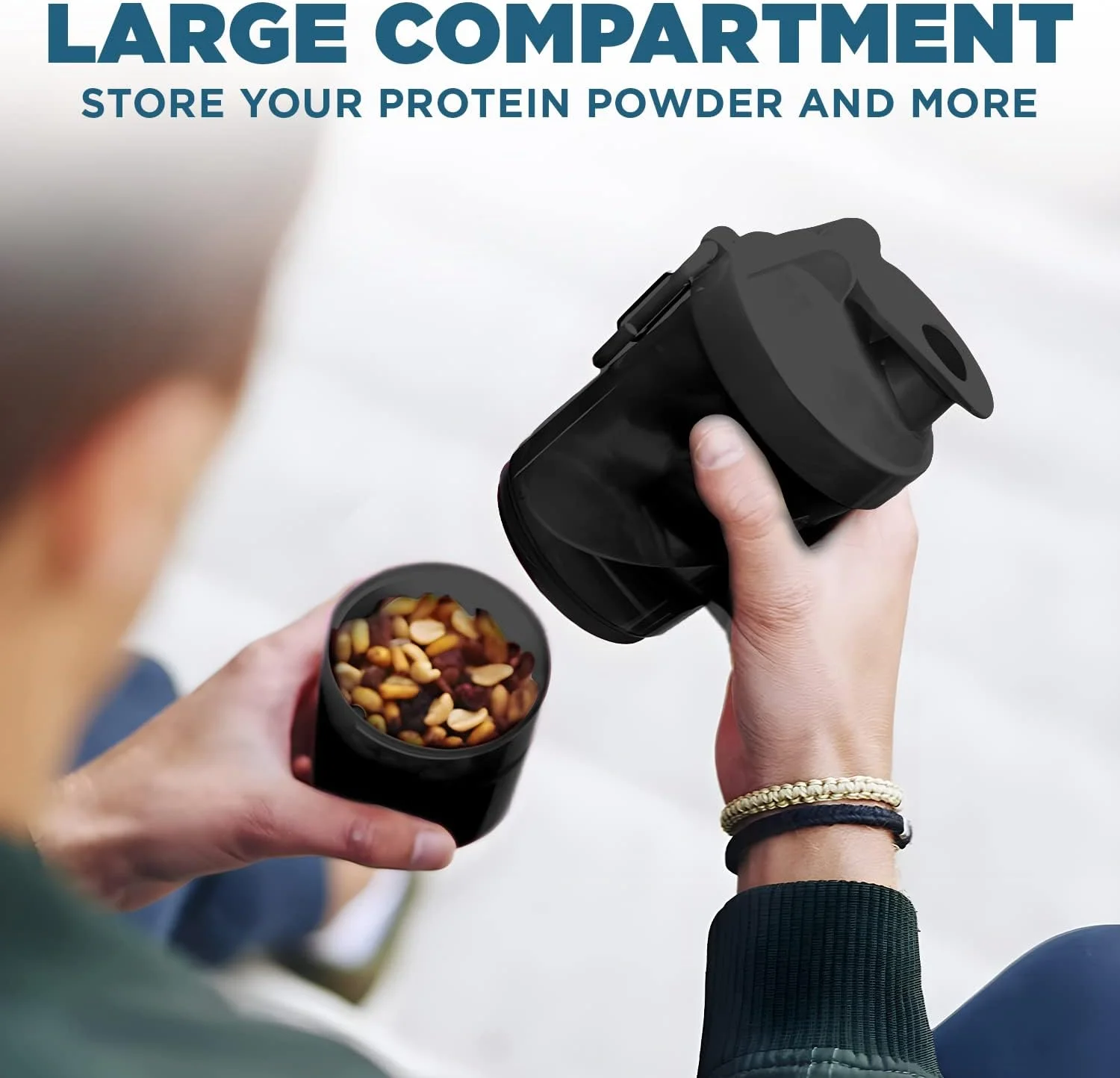 بطری شیکر پروتئین 3 لایه GRAVIT، 550 میلی لیتر، فاقد BPA، لیوان شیکر باشگاه با محفظه نگهداری مکمل و پودر، میکسر ضد نشت برای شیک های پروتئینی، اسموتی ها، قبل از تمرین، دفتر و ورزش (ست 2 تکه، مشکی) بطری شیکر پروتئین 3 لایه GRAVIT، 550 میلی لیتر، فاقد BPA، لیوان شیکر باشگاه با محفظه نگهداری مکمل و پودر، میکسر ضد نشت برای شیک های پروتئینی، اسموتی ها، قبل از تمرین، دفتر و ورزش (ست 2 تکه، مشکی)