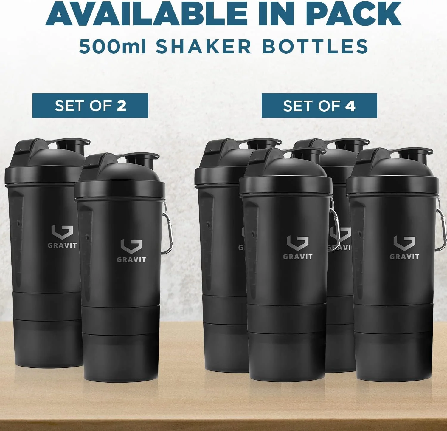 بطری شیکر پروتئین 3 لایه GRAVIT، 550 میلی لیتر، فاقد BPA، لیوان شیکر باشگاه با محفظه نگهداری مکمل و پودر، میکسر ضد نشت برای شیک های پروتئینی، اسموتی ها، قبل از تمرین، دفتر و ورزش (ست 2 تکه، مشکی) بطری شیکر پروتئین 3 لایه GRAVIT، 550 میلی لیتر، فاقد BPA، لیوان شیکر باشگاه با محفظه نگهداری مکمل و پودر، میکسر ضد نشت برای شیک های پروتئینی، اسموتی ها، قبل از تمرین، دفتر و ورزش (ست 2 تکه، مشکی)