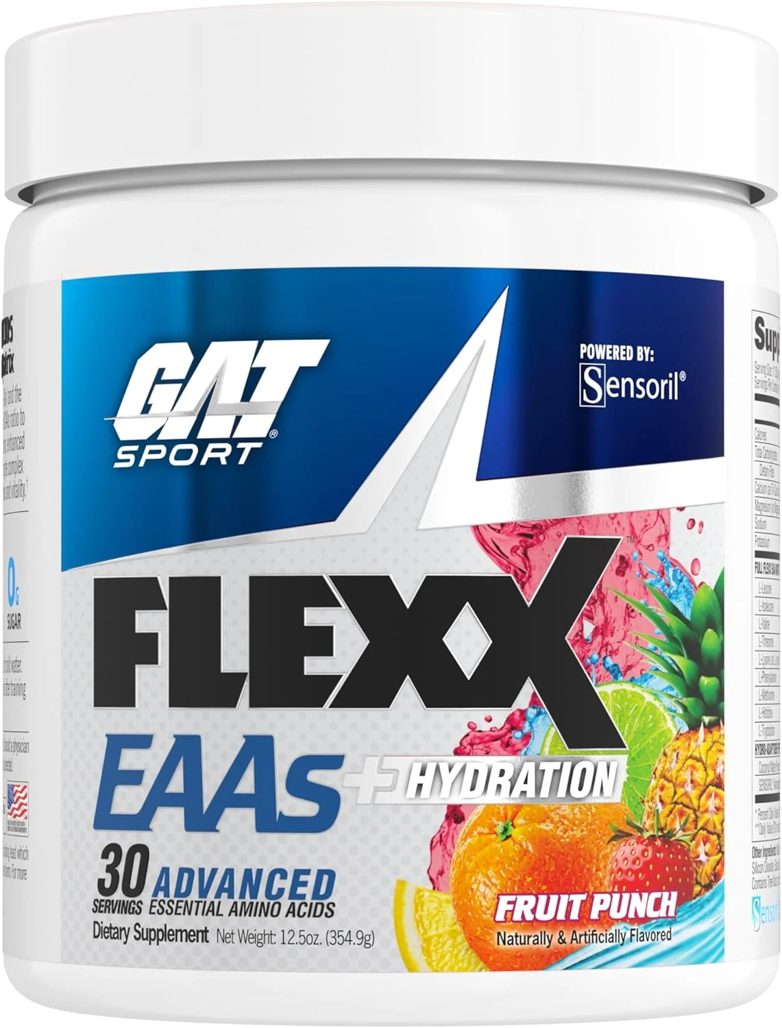 پودر آمینو اسیدهای ضروری و آبرسان GAT Sport Flexx EAAs (345 گرم/12 اونس، 30 سروینگ، پانچ میوه) _شامل 9 آمینو اسید ضروری، 3 آمینو اسید خاص_ مکمل پروتئین