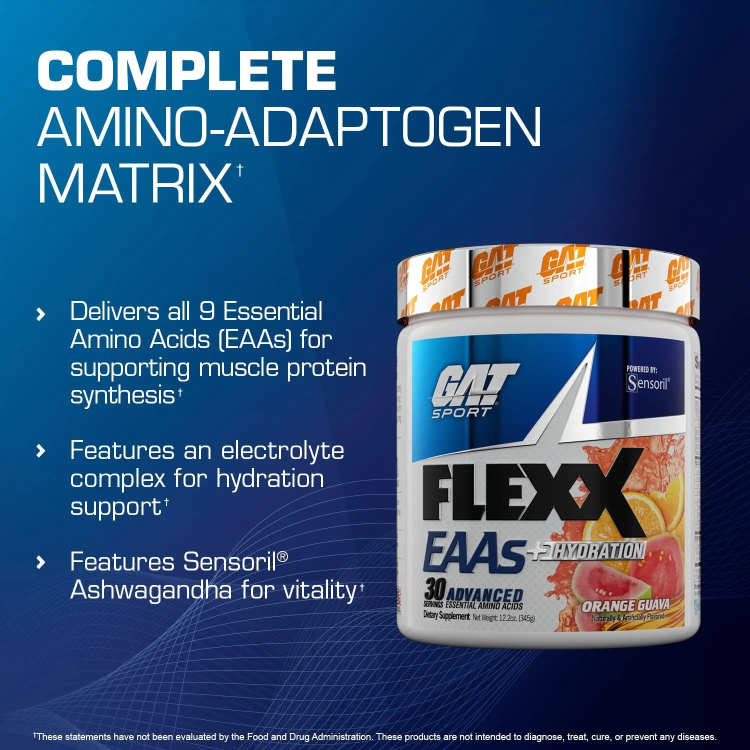 پودر آمینو اسیدهای ضروری و آبرسان GAT Sport Flexx EAAs (345 گرم/12 اونس، 30 سروینگ، پانچ میوه) _شامل 9 آمینو اسید ضروری، 3 آمینو اسید خاص_ مکمل پروتئین پودر آمینو اسیدهای ضروری و آبرسان GAT Sport Flexx EAAs (345 گرم/12 اونس، 30 سروینگ، پانچ میوه) _شامل 9 آمینو اسید ضروری، 3 آمینو اسید خاص_ مکمل پروتئین