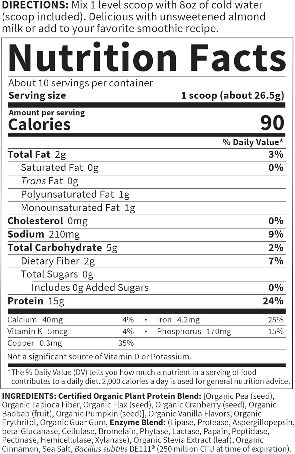 پودر پروتئین ارگانیک Garden of Life - پودر پروتئین گیاهی وگان، وانیلی، 265 گرم