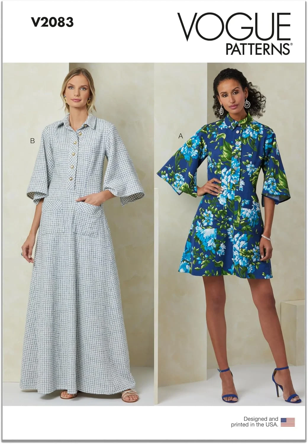 الگوی خیاطی لباس یقه پولو زنانه McCall's، کد طراحی V2083، سایزهای 8-10-12-14-16، چند رنگ