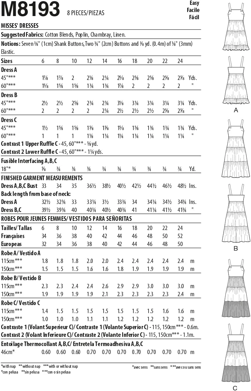 الگوی خیاطی لباس زنانه McCall's، سایز a5 (6-8-10-12-14)، چند رنگ، 2 تکه الگوی خیاطی لباس زنانه McCall's، سایز a5 (6-8-10-12-14)، چند رنگ، 2 تکه