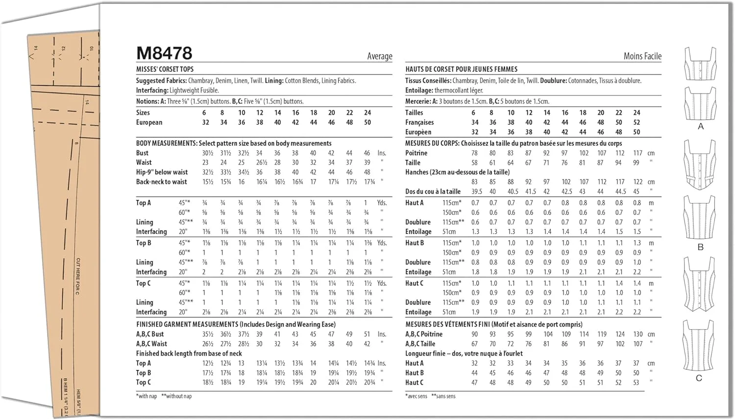 الگوی خیاطی تاپ کرست زنانه مک کال، کد طراحی M8478، سایز 16-18-20-22-24، چند رنگ