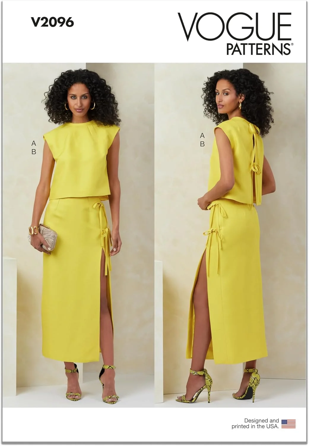 الگوی خیاطی نیمه بالاتنه و دامن آستردار زنانه McCall's، کد طراحی V2096، سایز 18-20-22-24-26، چند رنگ