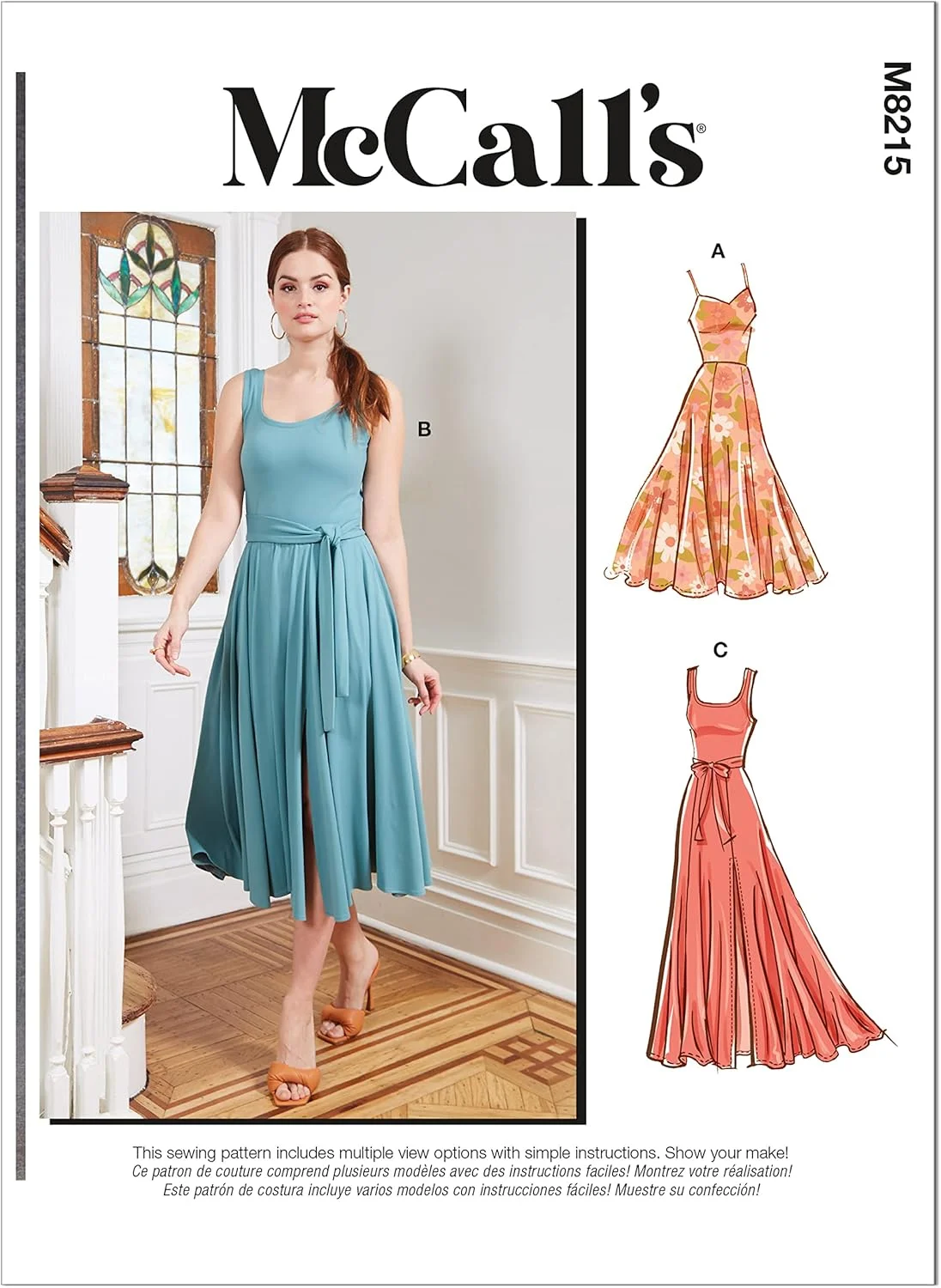 الگوی خیاطی لباس زنانه مک کالز کد M8215 سایزهای 18W-20W-22W-24W، چند رنگ