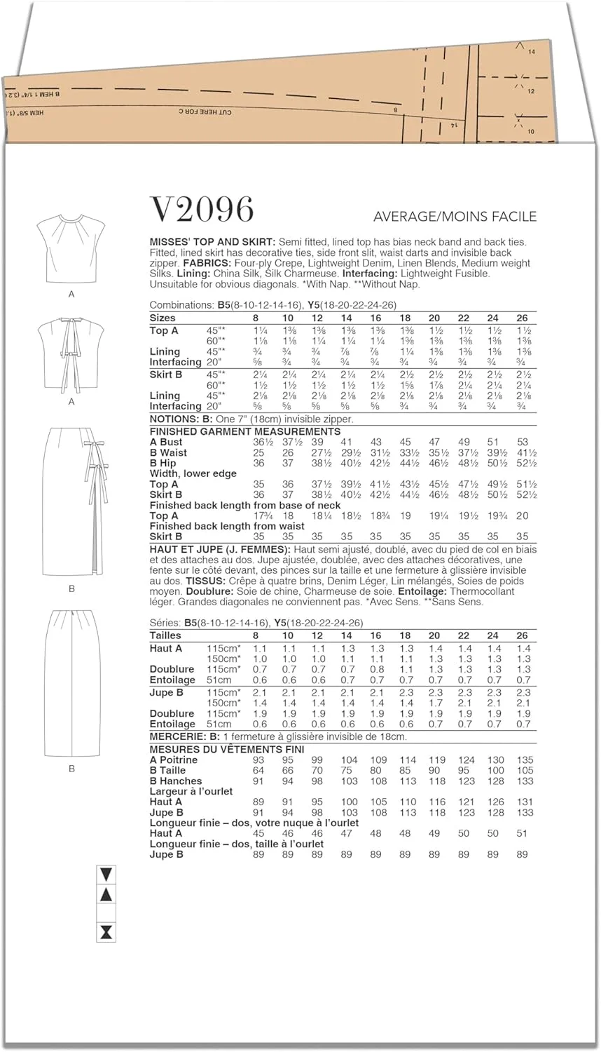 الگوی خیاطی نیمه بالاتنه و دامن آستردار زنانه McCall's، کد طراحی V2096، سایز 18-20-22-24-26، چند رنگ الگوی خیاطی نیمه بالاتنه و دامن آستردار زنانه McCall's، کد طراحی V2096، سایز 18-20-22-24-26، چند رنگ