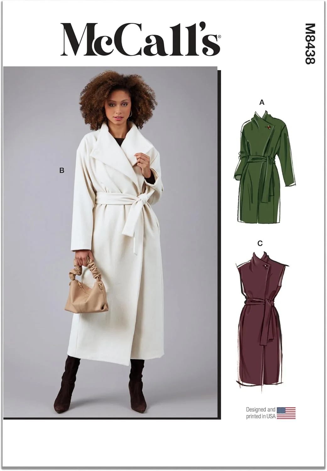 الگوی خیاطی کت و جلیقه یقه بلند زنانه مک کالز، کد طراحی M8438، سایزهای 12-14-16-18-20