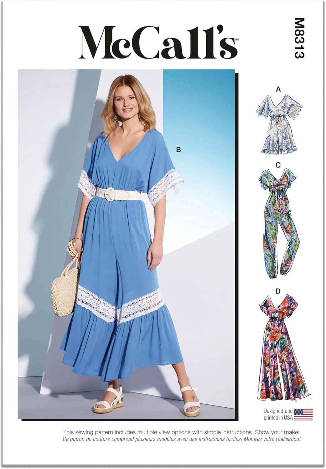 الگوی خیاطی رامپر و جامپسوت زنانه مک کالز، کد طراحی M8313، سایزهای LRG-XLG-XXL
