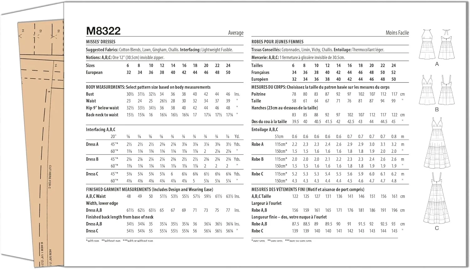 الگوی خیاطی لباس زنانه مک کالز، کد طراحی M8322، سایزهای 6-8-10-12-14 الگوی خیاطی لباس زنانه مک کالز، کد طراحی M8322، سایزهای 6-8-10-12-14