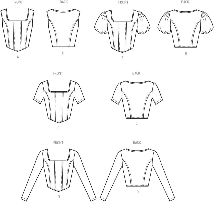 الگوی خیاطی تاپ/جلیقه کرست بافتنی زنانه مک کالز، چند رنگ 2 تکه