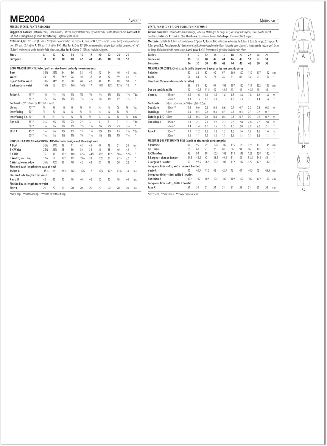 الگوی خیاطی McCall's Know Me ME2004Y5 کت، شلوار و دامن زنانه توسط Duana M. Chandler Y5 (18-20-22-24-26) الگوی خیاطی McCall's Know Me ME2004Y5 کت، شلوار و دامن زنانه توسط Duana M. Chandler Y5 (18-20-22-24-26)