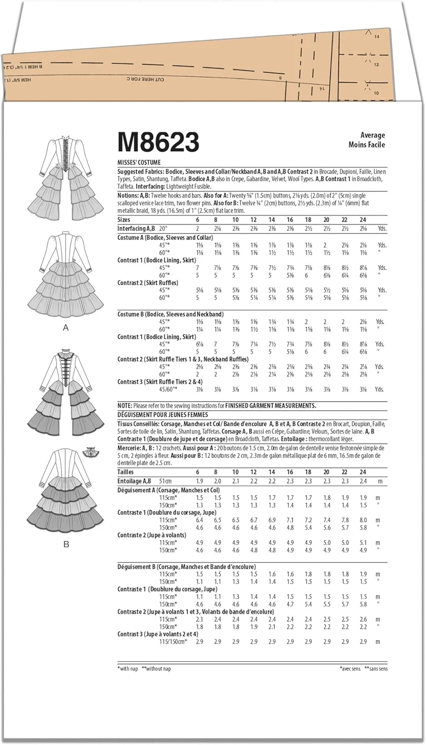 الگوی خیاطی کت زنانه مجلسی مدل ویکتوریایی McCall's M8623U5، کد طراحی M8623، سایزهای 16-18-20-22-24