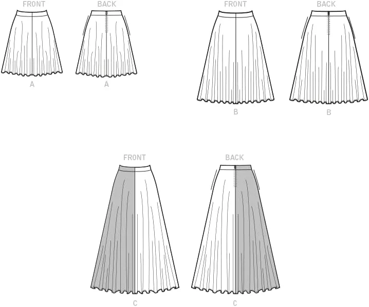 الگوی خیاطی دامن تمام کلوش زنانه مک کالز، کد M8205، سایز XS-S-M، چند رنگ