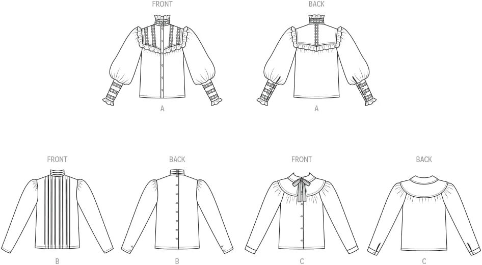 الگوی خیاطی آسان برای دوخت بلوز دکمه دار زنانه McCall's M8620A توسط Laura Ashley، کد طراحی M8620، سایزهای 6-8-10-12-14