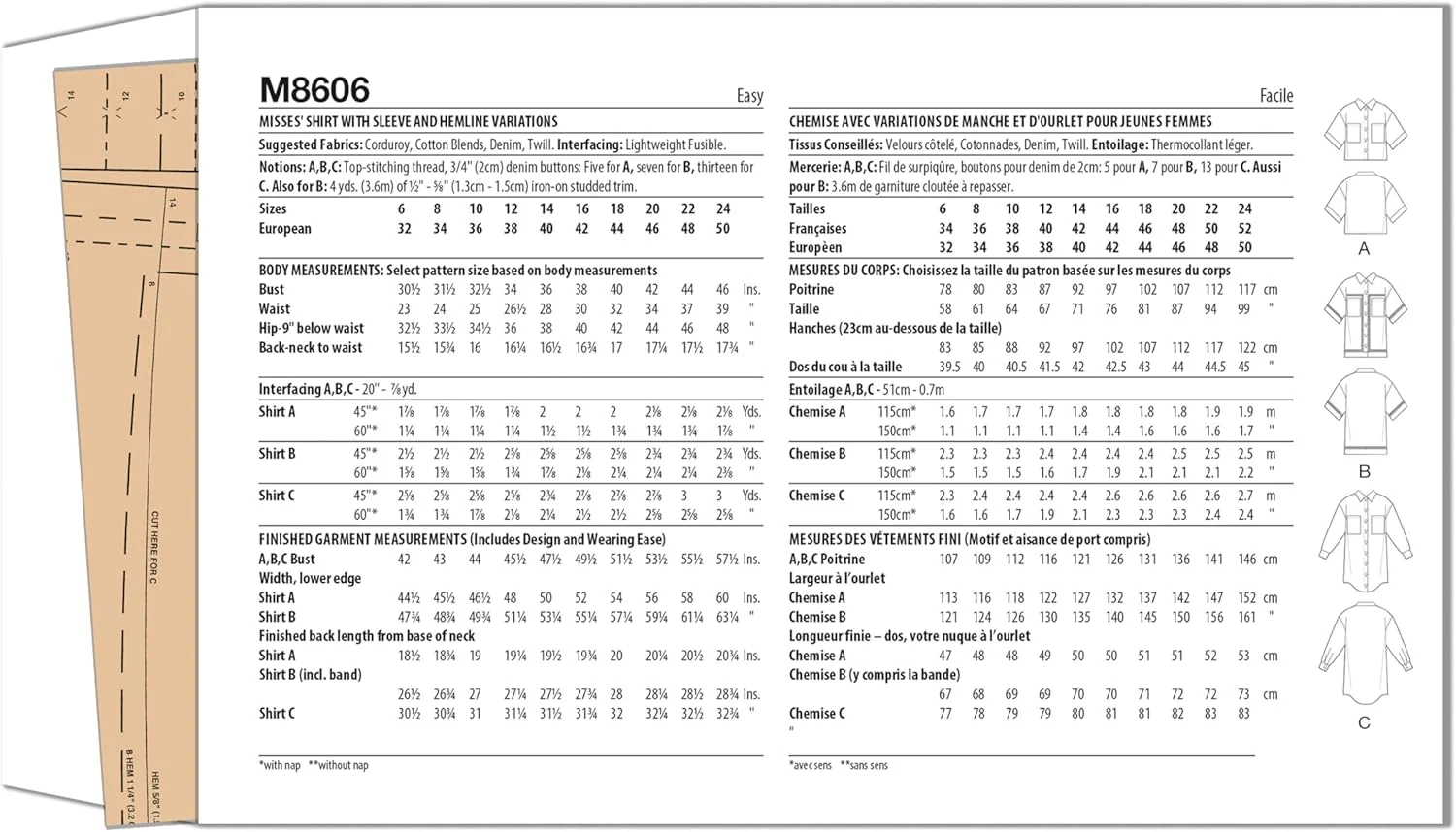 الگوی خیاطی پیراهن زنانه McCall's M8606H5، کد طراحی M8606، سایزهای 6-8-10-12-14