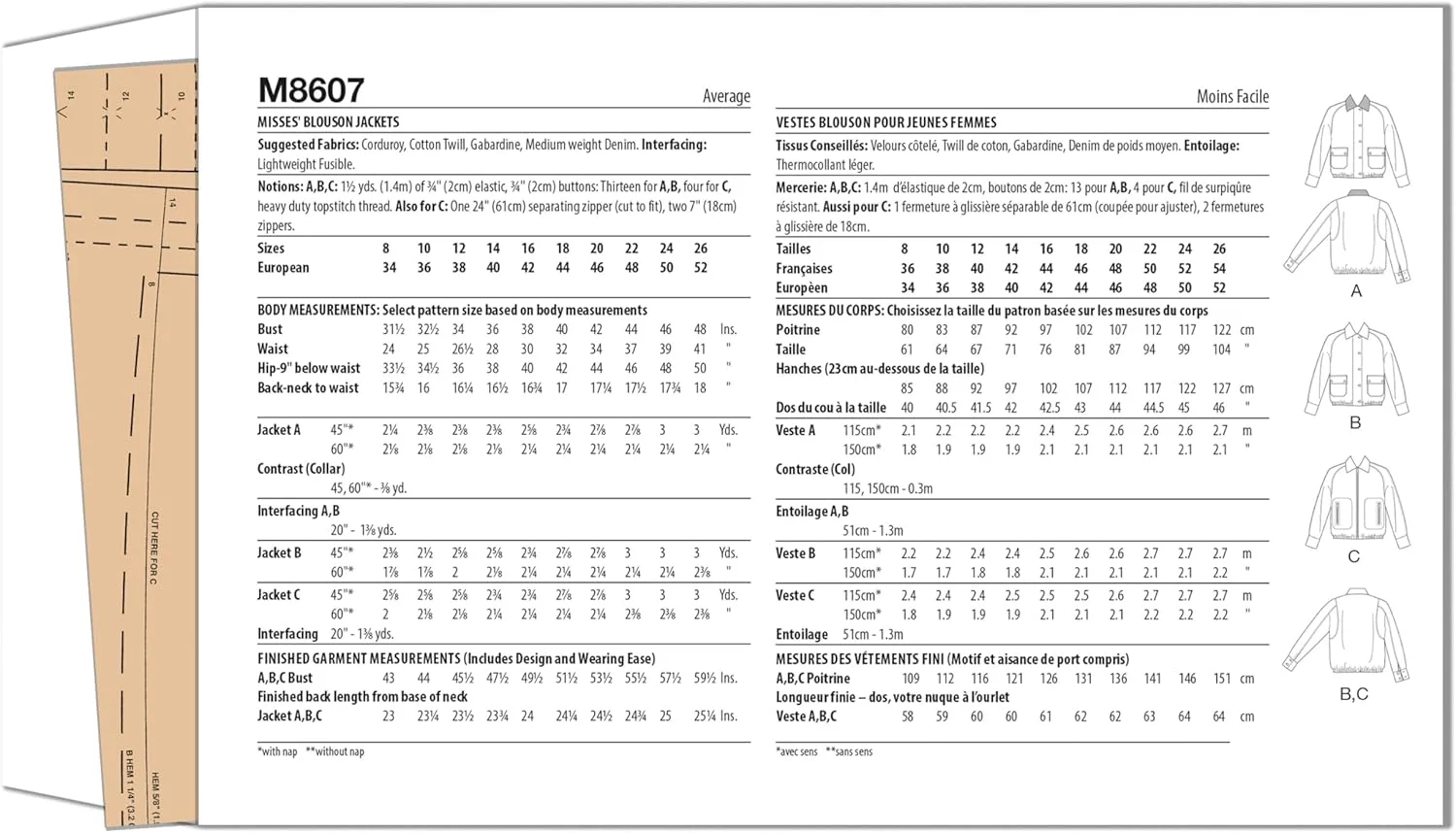 الگوی خیاطی آسان برای دوخت ژاکت های بلوزون بدون آستر زنانه McCall's M8607K5، کد طراحی M8607، سایزهای 8-10-12-14-16 الگوی خیاطی آسان برای دوخت ژاکت های بلوزون بدون آستر زنانه McCall's M8607K5، کد طراحی M8607، سایزهای 8-10-12-14-16