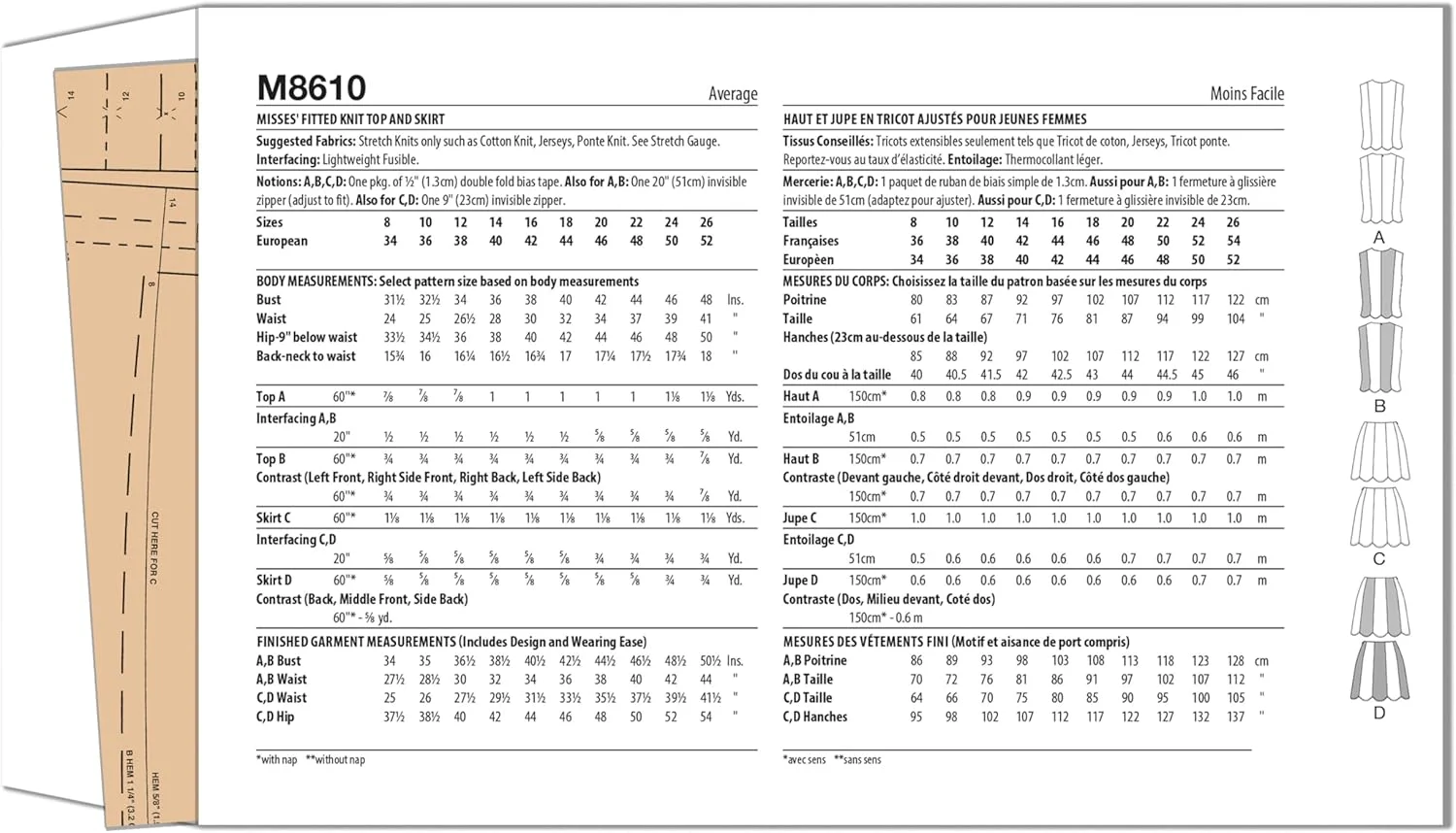 الگوی خیاطی تاپ و دامن بافتنی بدون آستین زنانه مک کالز M8610Y5، کد طراحی M8610، سایزهای 18-20-22-24-26 الگوی خیاطی تاپ و دامن بافتنی بدون آستین زنانه مک کالز M8610Y5، کد طراحی M8610، سایزهای 18-20-22-24-26