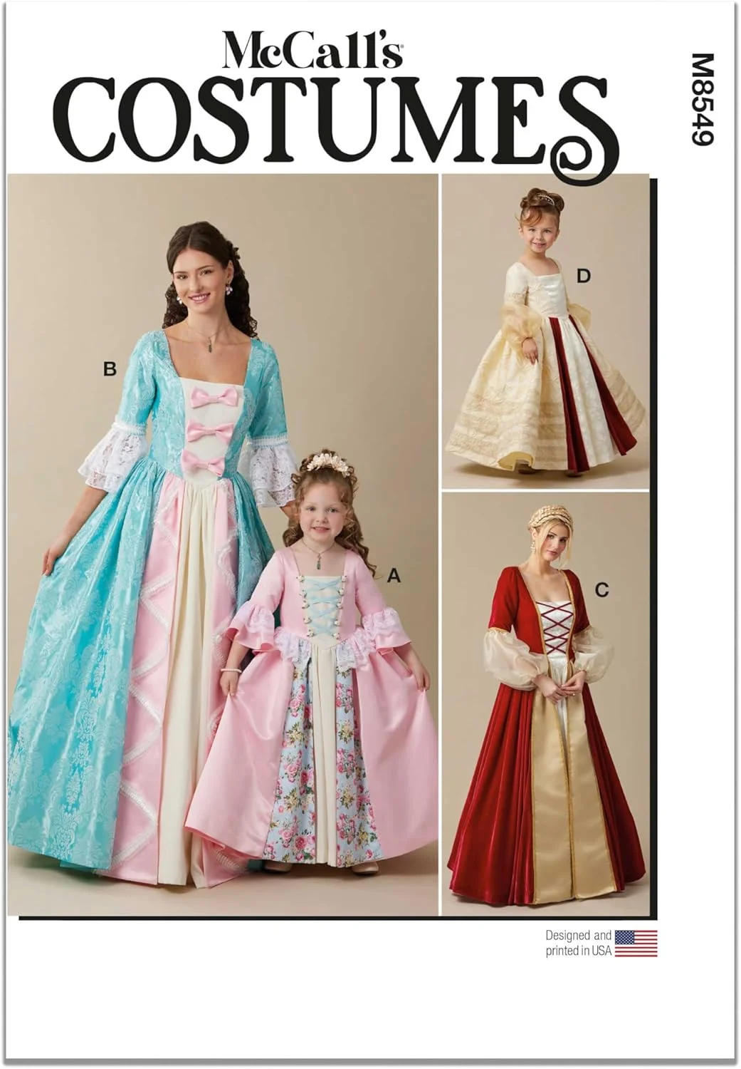 الگوی خیاطی لباس پرنسس بچگانه مک کالز M8549AA، کد طراحی M8548، سایزهای 3-4-5-6-7-8