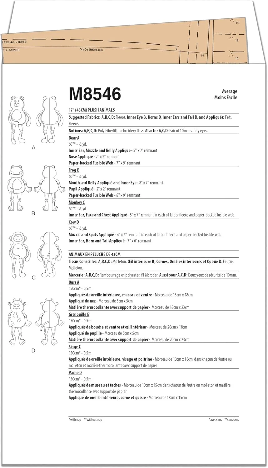 الگوی خیاطی حیوانات پولیشی مک کالز M8546OS خرس، قورباغه، میمون و گاو اثر کارلا ریس، کد طراحی M8546، سایز 17 اینچ الگوی خیاطی حیوانات پولیشی مک کالز M8546OS خرس، قورباغه، میمون و گاو اثر کارلا ریس، کد طراحی M8546، سایز 17 اینچ