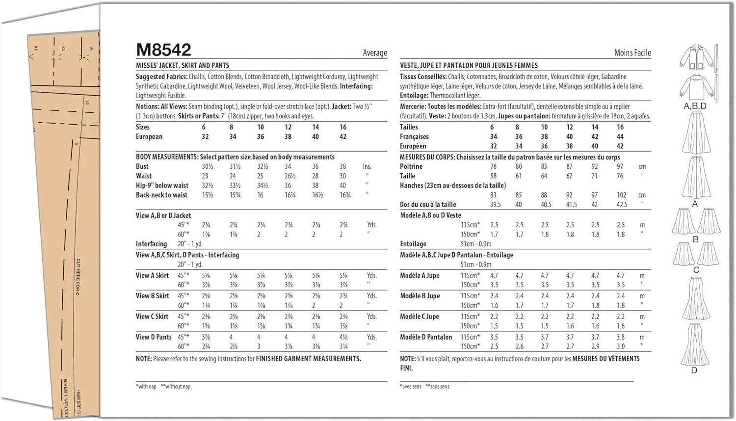 الگوی خیاطی کت یوک دار، دامن و شلوار دهه 1970 زنانه McCall's M8542A، کد طراحی M8542، سایزهای 6-8-10-12-14-16 الگوی خیاطی کت یوک دار، دامن و شلوار دهه 1970 زنانه McCall's M8542A، کد طراحی M8542، سایزهای 6-8-10-12-14-16