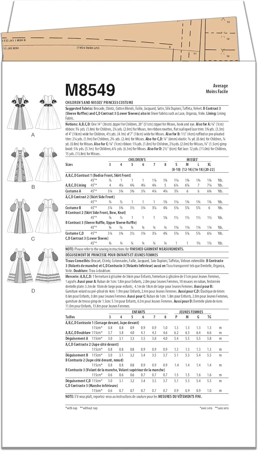 الگوی خیاطی لباس پرنسس بچگانه مک کالز M8549AA، کد طراحی M8548، سایزهای 3-4-5-6-7-8