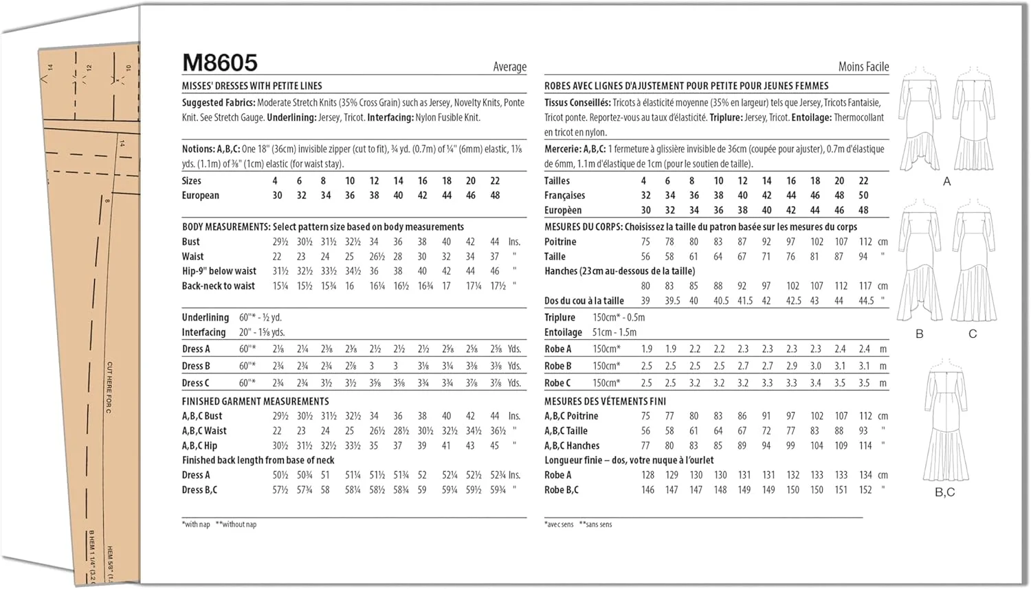 الگوی خیاطی لباس مجلسی ترومپت تنگ و چسبان زنانه McCall's M8605D5 با سرشانههای باز، کد طراحی M8605، سایزهای 4-6-8-10-12 الگوی خیاطی لباس مجلسی ترومپت تنگ و چسبان زنانه McCall's M8605D5 با سرشانههای باز، کد طراحی M8605، سایزهای 4-6-8-10-12